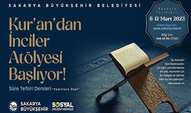 SGM'de 'Kur’an’dan İnciler' atölyesine kayıtlar başlıyor