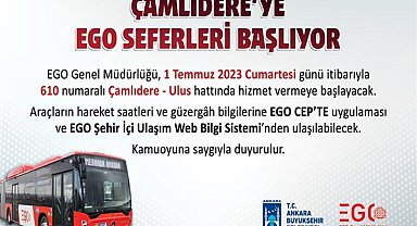 Çamlıdere’ye EGO otobüs seferleri başlıyor