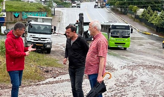 İzmit'te yağıştan etkilenen bölgelere müdahale