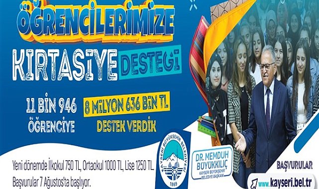 Kayseri'de ihtiyaç sahibi ailelere “kırtasiye” desteği başvuruları başladı