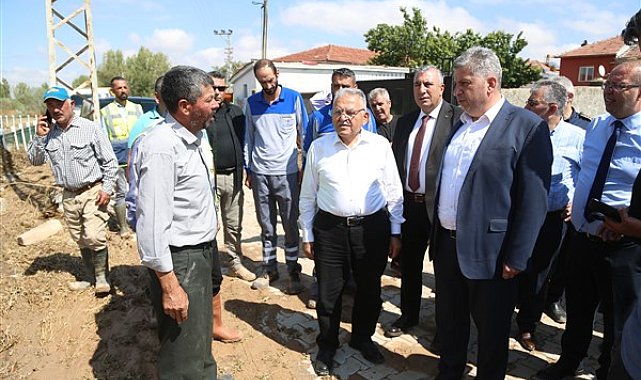 Başkan Büyükkılıç, Bünyan’daki sel bölgesinde incelemelerde bulundu