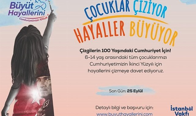 İstanbul'da çocuklar Cumhuriyet için çiziyor