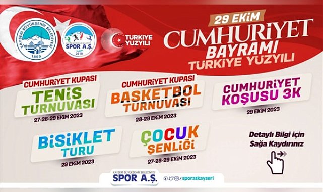 Kayseri’de Cumhuriyet coşkuyla kutlanıyor