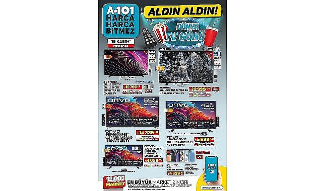 A101'de Dünya Televizyon Gününe Özel Birbirinden Çeşitli Televizyonlar Satışa Sunuluyor