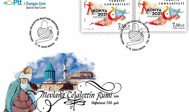 PTT'den Mevlana için özelgün zarfı