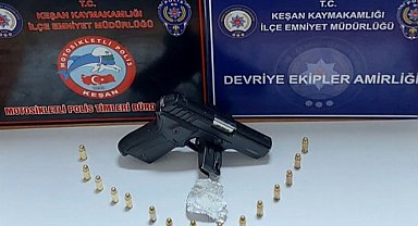 Keşan'da üzerinde ruhsatsız silah bulunan şahıs yakalandı