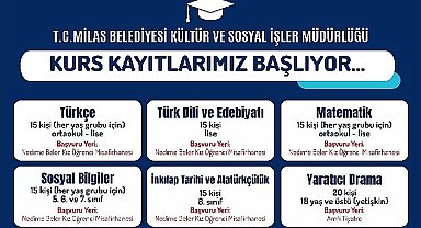 Milas Belediyesi'nin eğitime destek kurslarına başvurular başladı