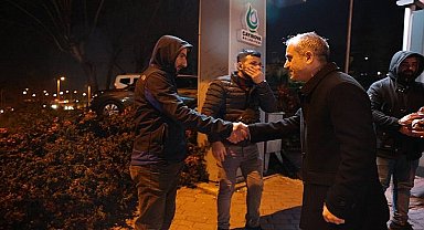 Bünyamin Çiftçi, işçileri mesaiye uğurladı