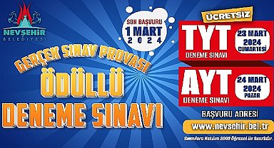 Nevşehir Belediyesi'nden TYT ve AYT sınavlarına hazırlanan gençler için gerçek sınav provası