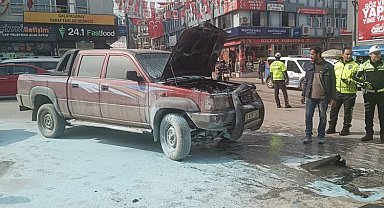 Keşan çarşıda araç yangını