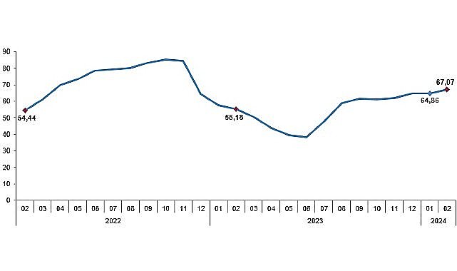 TÜİK: Tüketici fiyat endeksi (TÜFE) yıllık %67,07, aylık %4,53 arttı