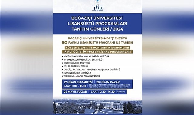 Boğaziçi Üniversitesi’nde 7 enstitüde 50 lisansüstü program tanıtılacak