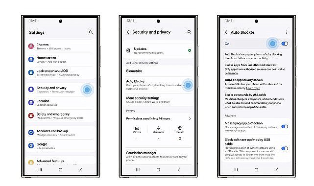Samsung Galaxy'nin Otomatik Engelleyici ve Mesaj Koruması özellikleri siber tehditlere karşı etkili koruma sağlıyor