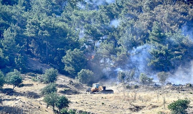 İzmir İtfaiyesi Bornova'daki yangına müdahale ediyor