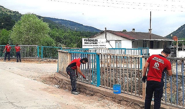 Kocaeli'de köprü korkulukları boyanıyor