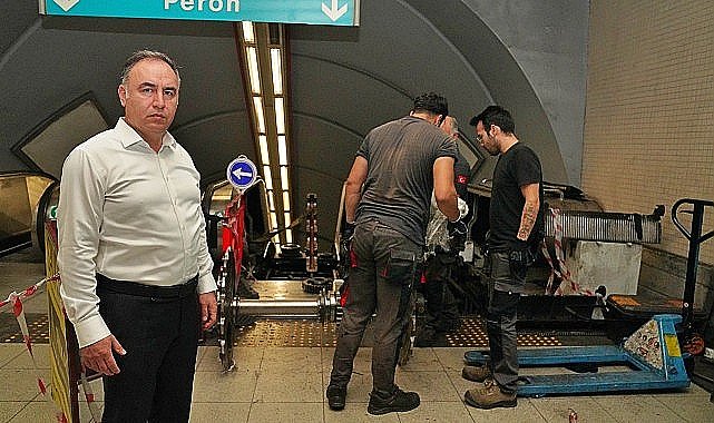Metronun yürüyen merdivenlerinde geniş kapsamlı bakım çalışması