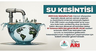 Nevşehir Belediyesi'nden Planlı Su Kesintisi