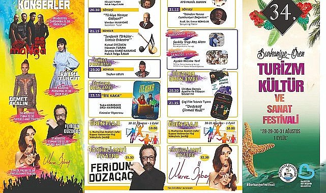 Burhaniye Belediyesi tarafından bu yıl 34.'sü düzenlenecek Burhaniye-Ören Turizm, Kültür ve Sanat Festivali'nin programı açıklandı.
