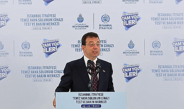 Ekrem İmamoğlu, İstanbul İtfaiyesi'ni dışa bağımlı olmaktan kurtaracak 'Temiz Hava Solunum Cihazı Test ve Bakım Merkezi' açılışında konuştu
