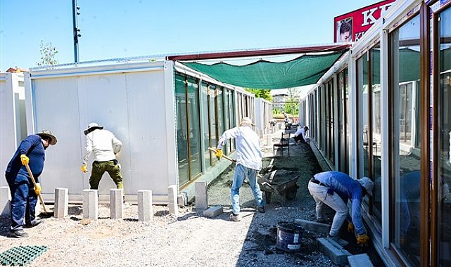 Malatya Millet Bahçesi Konteyner Çarşı'nda düzenleme çalışmaları devam ediyor