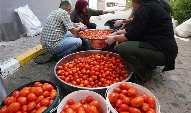 Domatesi tarlada kalan çiftçi, büyükşehir aracılığıyla ihtiyaç sahiplerine bağışladı