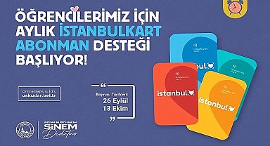 Üsküdar Belediyesi'nden öğrencilere İstanbulkart abonman desteği.