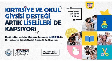 Üsküdar Belediyesi'nin ilköğretim ve lise öğrencilerine kırtasiye ve okul giysisi desteği sürüyor.