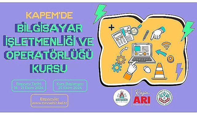 Bilgisayar işletmenliği ve operatörlüğü kursu açılacak.