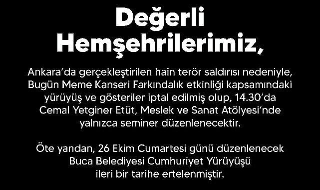 Buca Belediyesi, etkinliklerini iptal etti