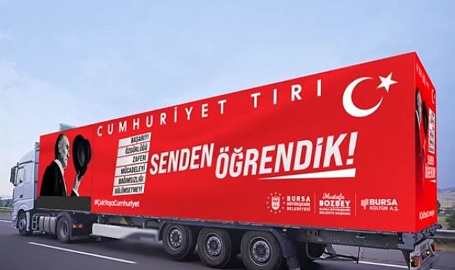 Bursa Büyükşehir'in Cumhuriyet Tırı, yola çıktı