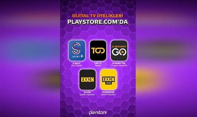 Dijital TV üyelikleri ve hediye kartları avantajlı ödeme seçenekleriyle Playstore.com’da