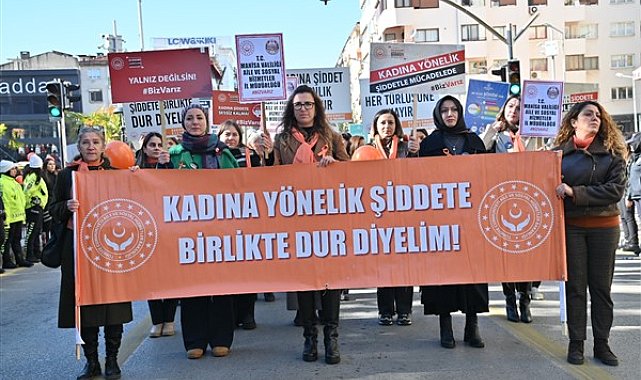 Manisa'da kadına yönelik şiddete dikkat çekmek için yürüyüş düzenlendi