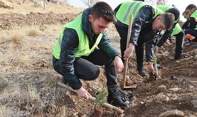 Milli Ağaçlandırma Günü'nde üniversiteli gençler fidanları toprakla buluşturdu