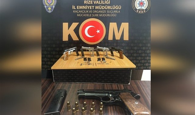 Rize’de 9 ruhsatsız tabanca ele geçirildi