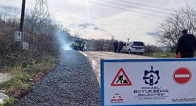 Büyükşehir'den çöken yola anında müdahale
