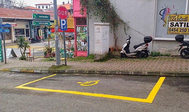 Giresun'da engelli park ve dolmuş durak alanları yeniden boyanıyor