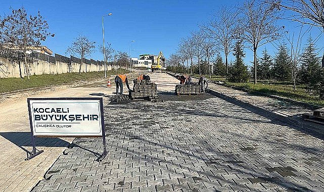 Kilitli parke taşları kilim dokur gibi işleniyor