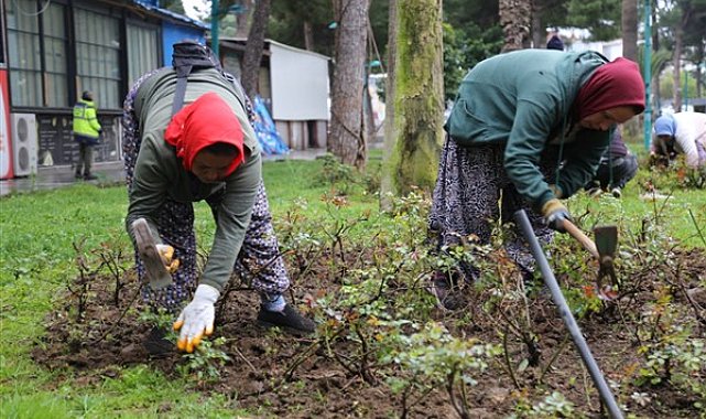 Edremit'te park, bahçe ve yeşil alanlarda bakım ve düzenleme çalışmaları sürdürülüyor