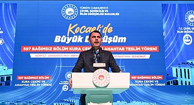 Bakan Kurum, Kocaeli'nde kura çekimi ve anahtar teslim törenine katıldı