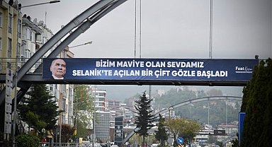 Giresun'da üst geçitler Atatürk temalı pankartlarla donatıldı