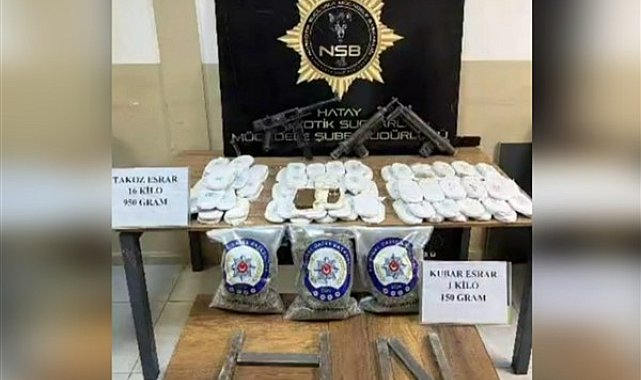 Altınözü'nde yüklü miktarda uyuşturucu ve silah ele geçirildi
