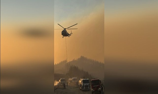 Eğribucak yangınına hava desteği başladı