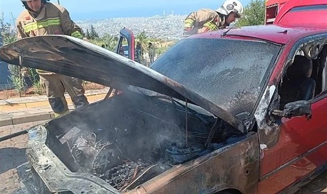 İskenderun'da park halindeki araçta çıkan yangın söndürüldü