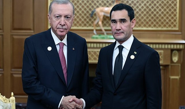 Erdoğan, Aşkabat’ta Türkmenistan Cumhurbaşkanı Berdimuhammedov ile görüştü