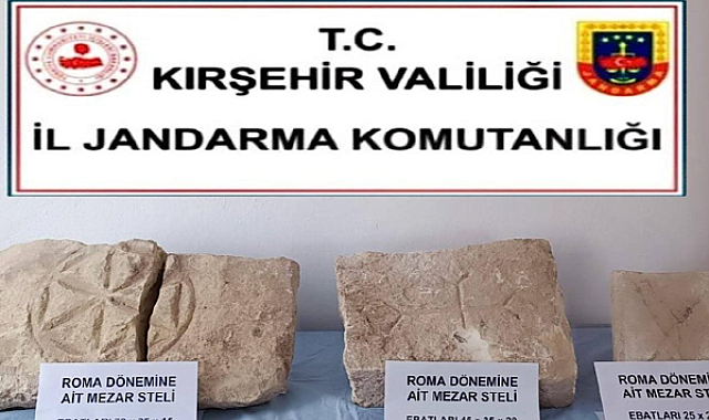 Kırşehir’de Roma-Bizans dönemine ait mezar stelleri ele geçirildi