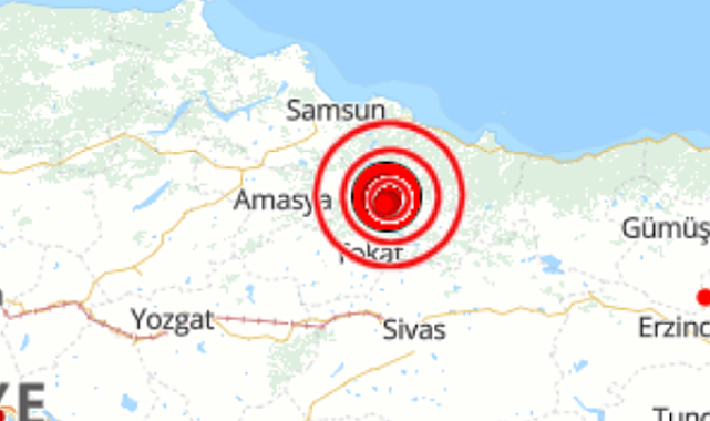 Tokat'ta 5.6 büyüklüğünde deprem