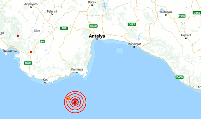 Akdeniz'de 4.7 büyüklüğünde deprem