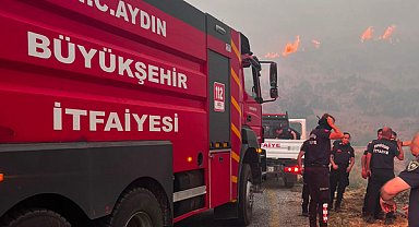 Aydın Büyükşehir Belediyesi ekipleri Çine'deki orman yangınına müdahale ediyor