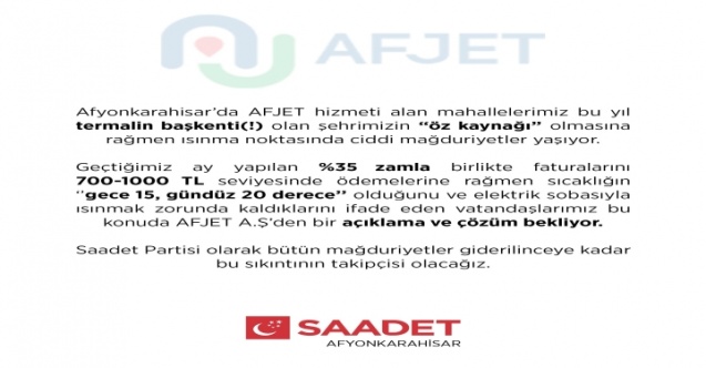 “AFJET hizmeti alan vatandaşlarımız mağduriyet yaşıyor”