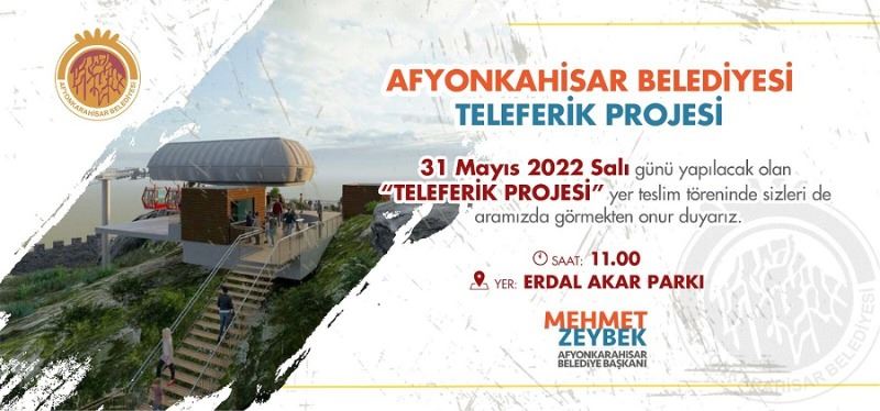 Yolcu garantili teleferik için yer teslimi Afyonkarahisar Belediyesi tarafından yap işlet devret usulüyle yapılacak olan teleferik ihalesinde yer teslimi yapılıyor.